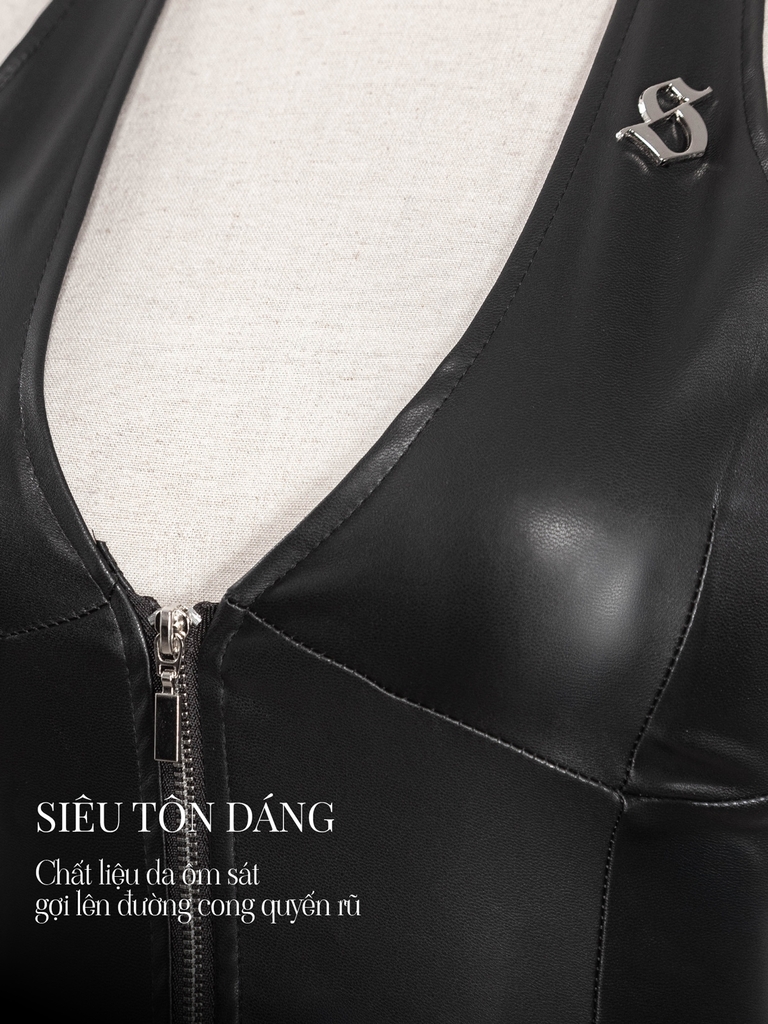 SISTERS Jump đùi da cổ yếm kèm belt Fidelia