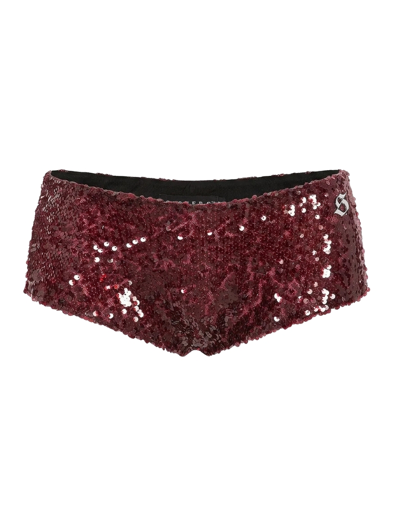SISTERS Quần đùi kim sa lưng xéo Imogen - Burgundy da rắn
