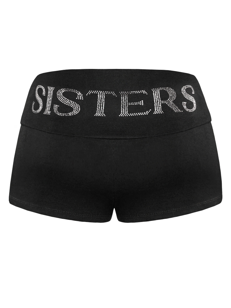 SISTERS Quần đùi lưng lật ép đá Carlotta - Đen