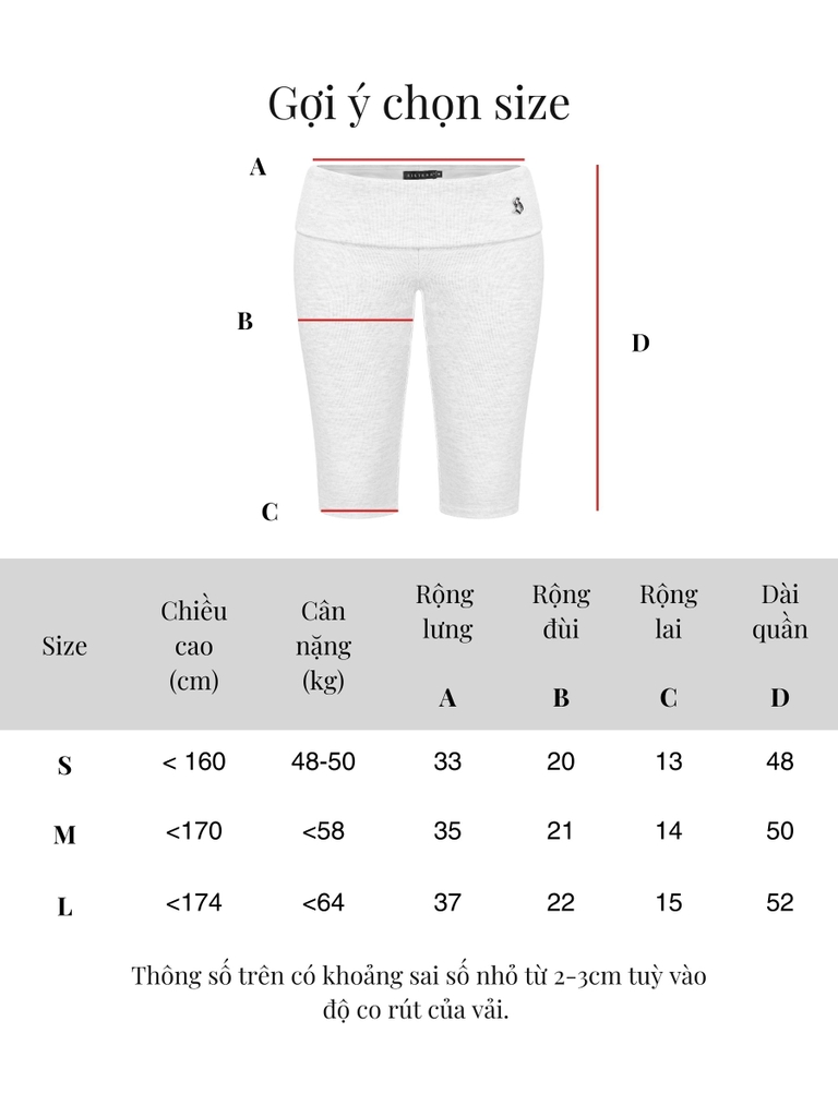 SISTERS Quần lửng lưng lật Juliana - Xám nhạt