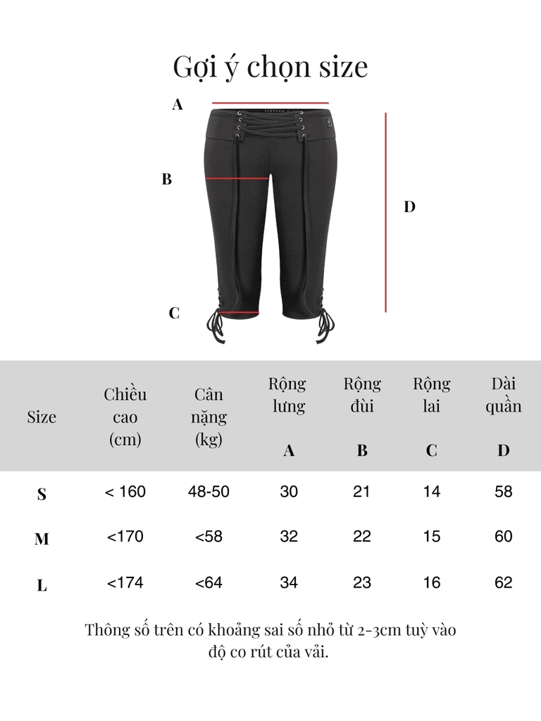 SISTERS Quần lửng lưng đan dây Gwendolyn