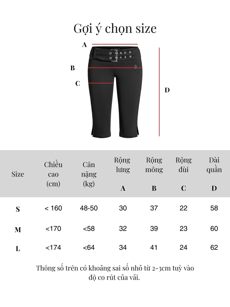 SISTERS Quần lửng kèm belt Camille - Trắng
