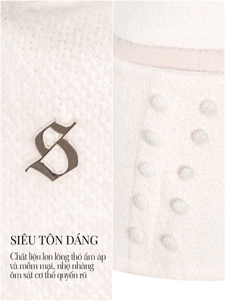 SISTERS Combo set áo váy len lông thỏ Chloe - Trắng kem