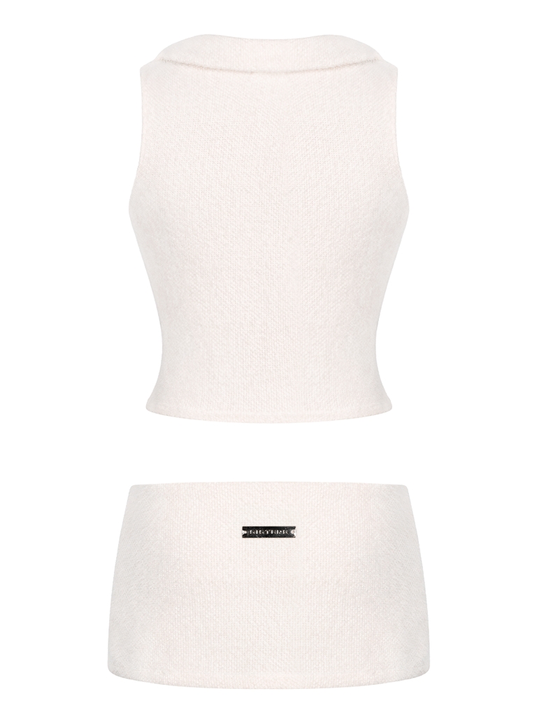 SISTERS Combo set áo váy len lông thỏ Chloe - Trắng kem