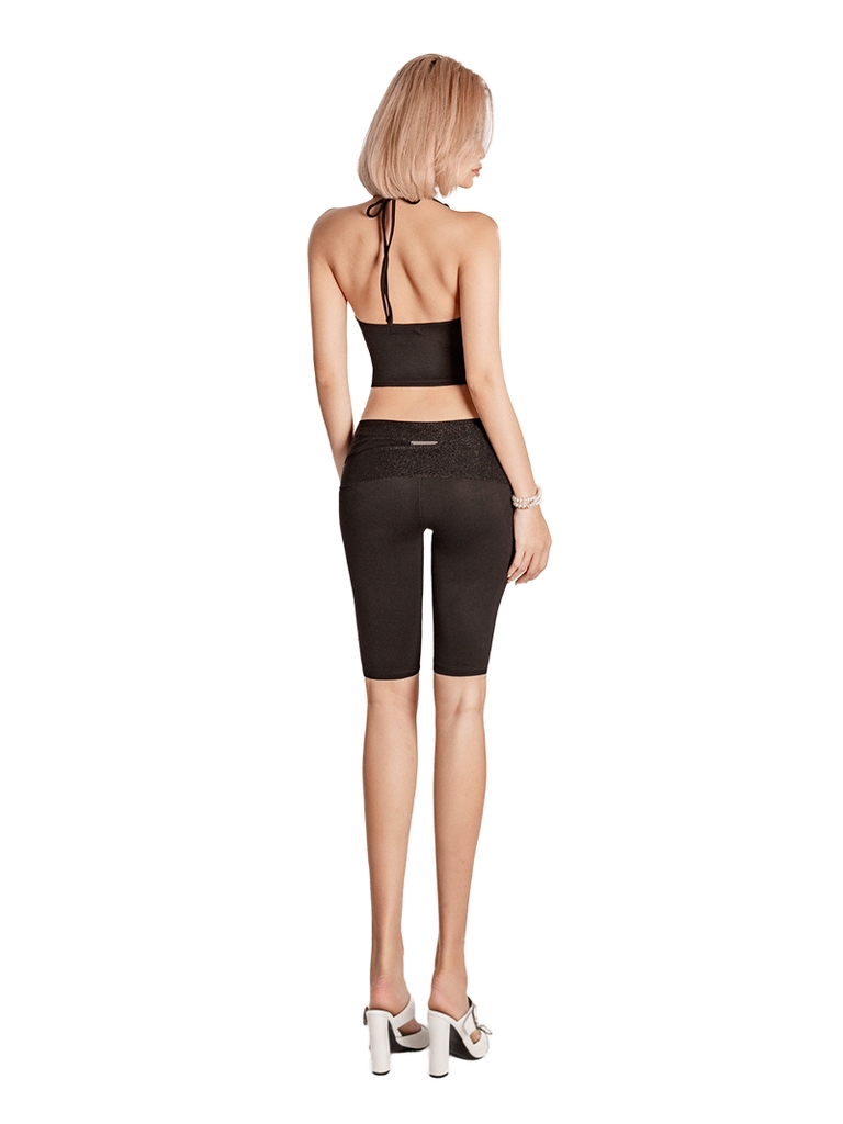 SISTERS Set áo yếm quần lửng lưng lật ánh kim Maisie