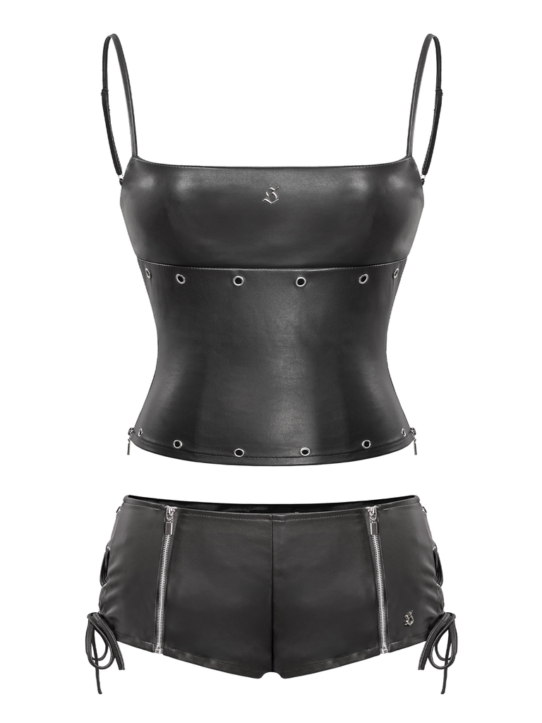 SISTERS Set áo hai dây quần mini short da Isism