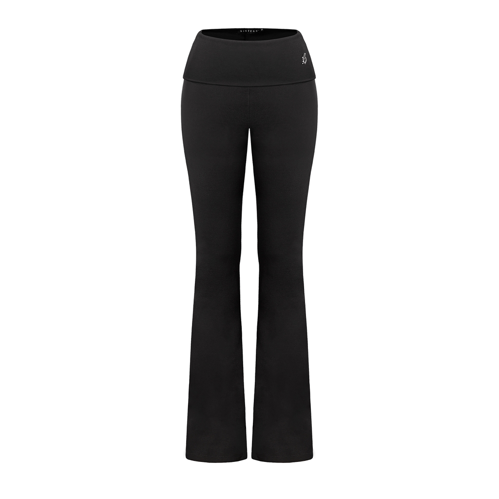 SISTERS Set áo khoác quần dài lưng lật ép đá Caspian - Đen