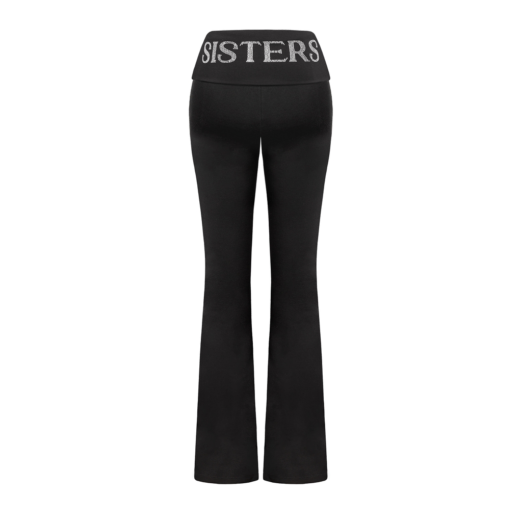 SISTERS Set áo khoác quần dài lưng lật ép đá Caspian - Đen