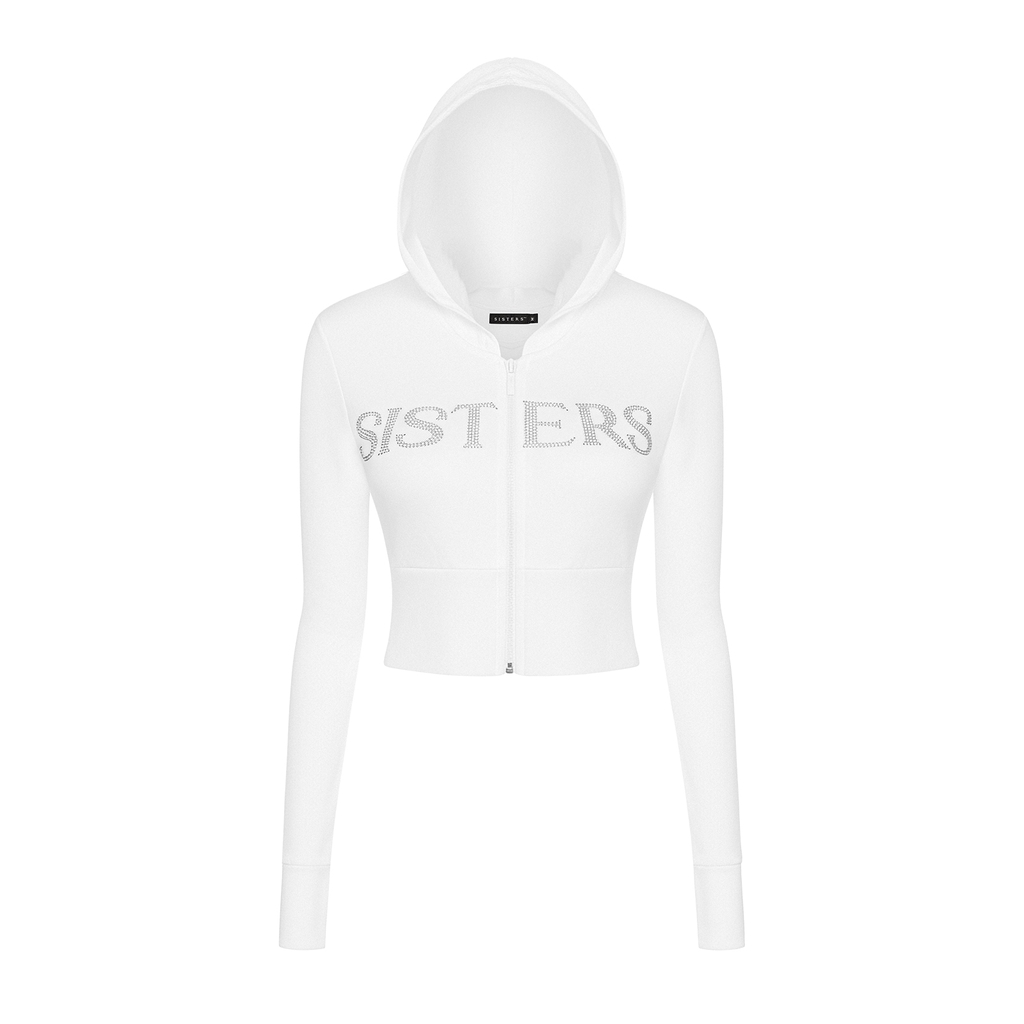 SISTERS Set áo khoác quần dài lưng lật ép đá Caspian - Trắng