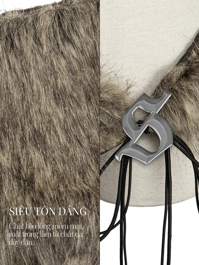 SISTERS Thắt lưng lông Sisters - Nâu xám