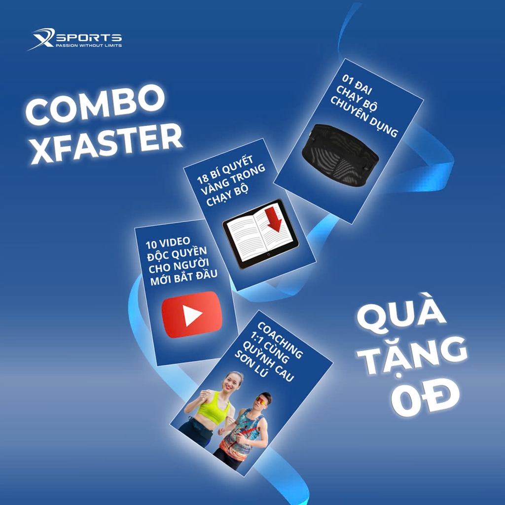 COMBO XFASTER 4:  ÁO ĐEN + QUẦN XANH (TẶNG ĐAI CHẠY BỘ)