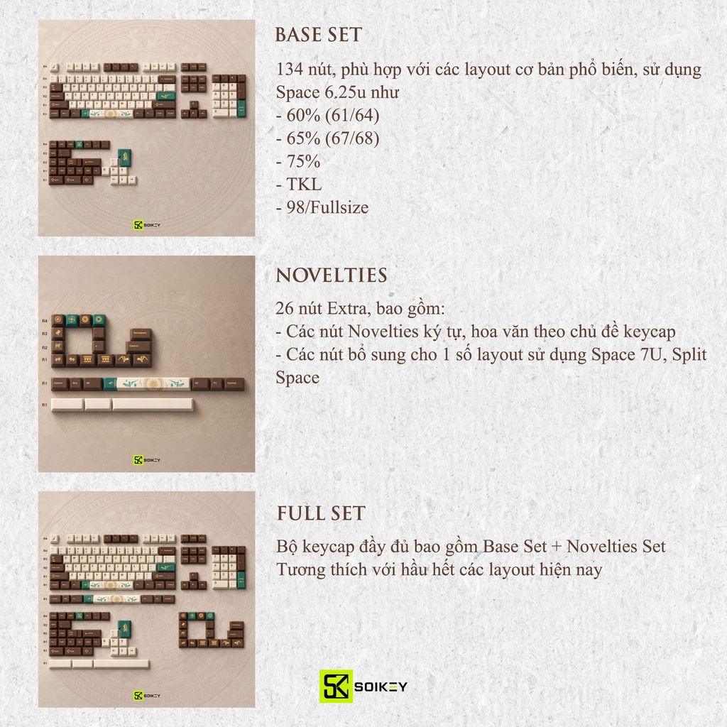 Copy of [Order] Keycap SOIKEY Trống Đồng Cherry PBT Dyesub