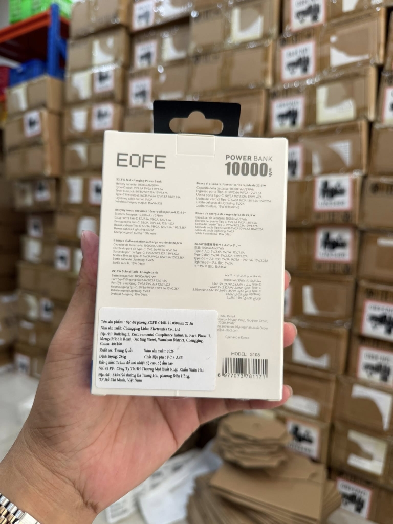 [Instock] PIN DỰ PHÒNG EOFE 10.000mah, 22,5w, lõi pin sắt 21700 (Kho đối tác)