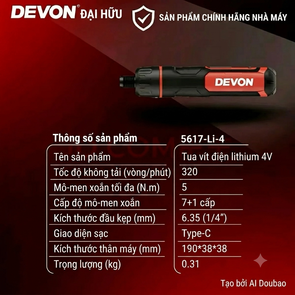 [Order] Tô vít điện Devon 5617-4v