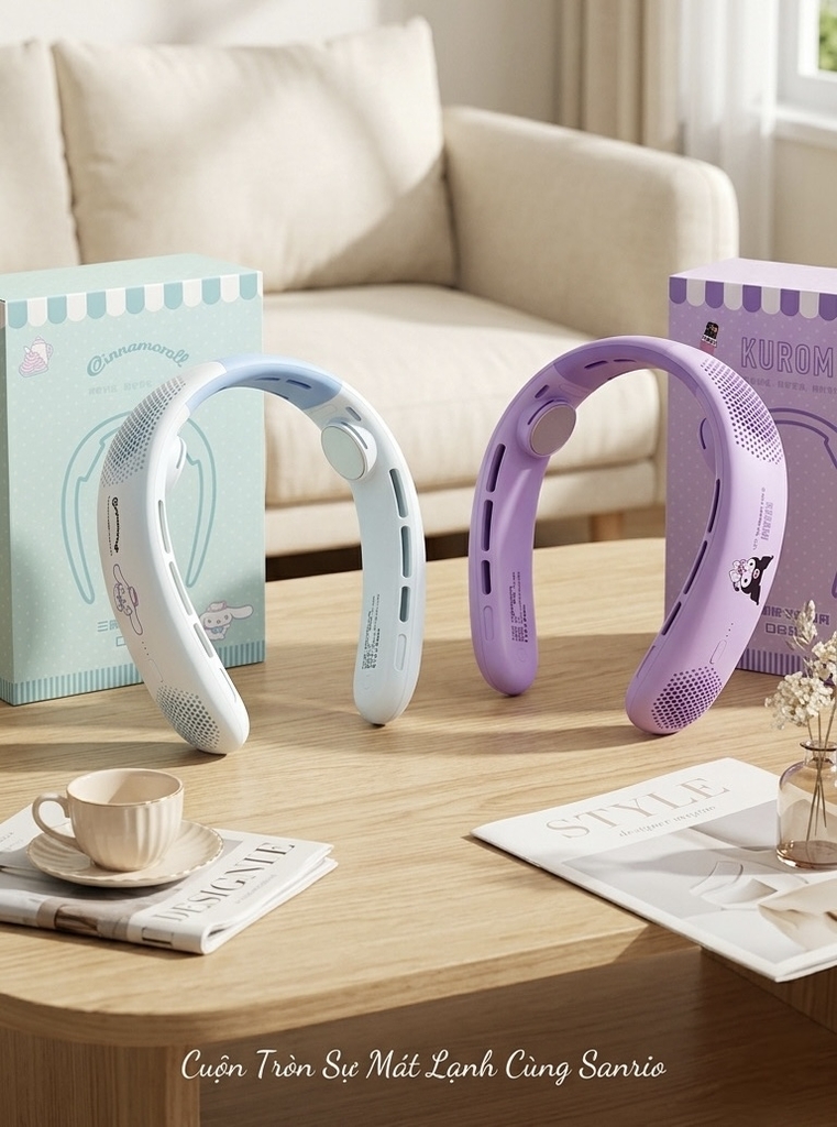[Instock] QUẠT ĐEO CỔ - GIAO NGẪU NHIÊN PHIÊN BẢN SANRINO CINNAMOROLL/KUROMI (Kho đối tác)