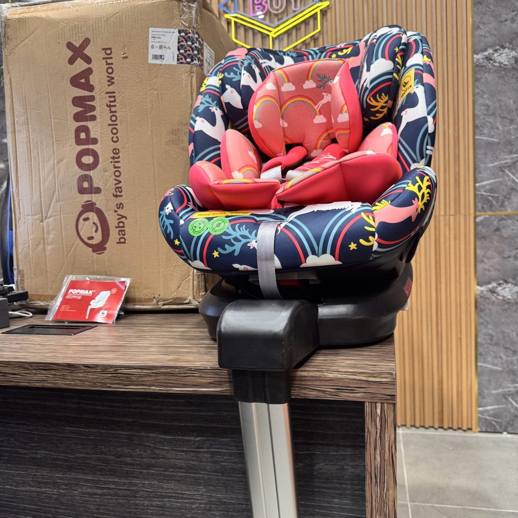 [Ghế trẻ em] Thương hiệu POPMAX HOORAY (UK ) – Xoay 360°, khoá iSOFIX, có chân chống, trẻ 0-12 tuổi