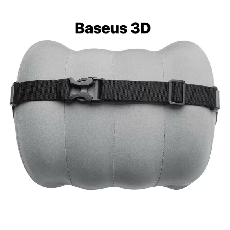 [Instock] BỘ COMBO GỐI TỰA LƯNG + TỰA ĐẦU BASEUS BẰNG CAO SU NON MÀU XÁM (Kho đối tác)