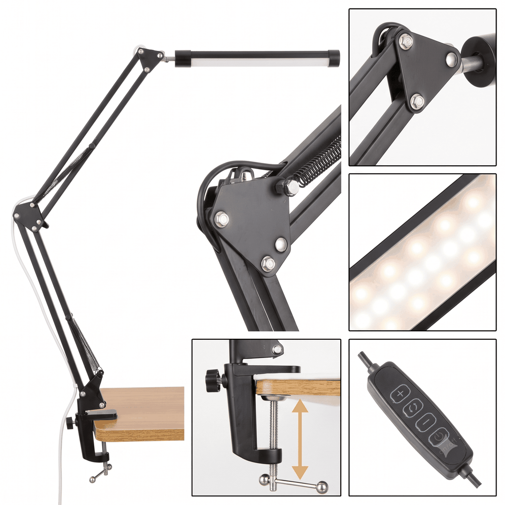 [Instock] ĐÈN KẸP BÀN THÂN GẬP 3 GÓC ĐIỀU CHỈNH ĐA HƯỚNG, SỬ DỤNG ĐA NĂNG (Kho đối tác)