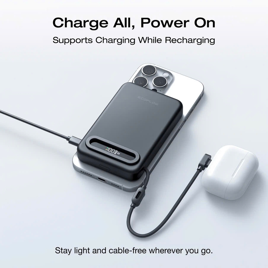 [Sẵn hàng] PIN DỰ PHÒNG MAGSAFE ECOFLOW RAPID MAG QI2.2 25W 10.000MAH, MÀN HÌNH MÀU (Kho đối tác)