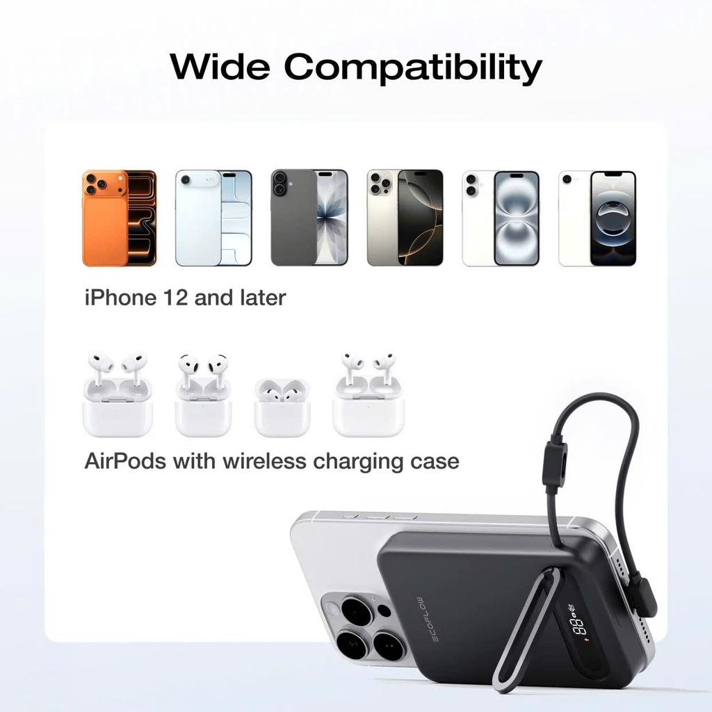 [Sẵn hàng] PIN DỰ PHÒNG MAGSAFE ECOFLOW RAPID MAG QI2.2 25W 10.000MAH, MÀN HÌNH MÀU (Kho đối tác)