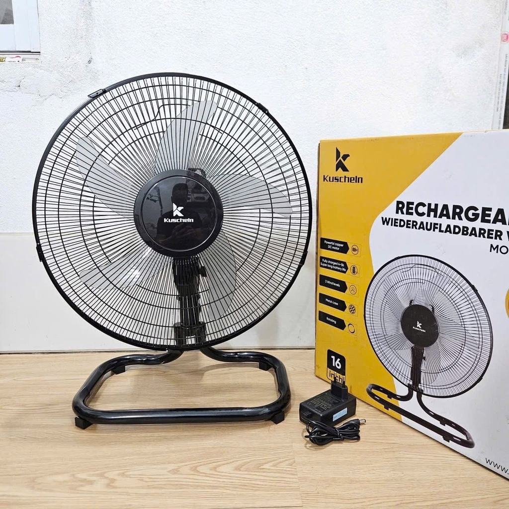 [Instock] Quạt sàn tích điện Kuscheln KRF25-01 , 05 cánh 16inch,  pin 12.000maH (Kho đối tác)