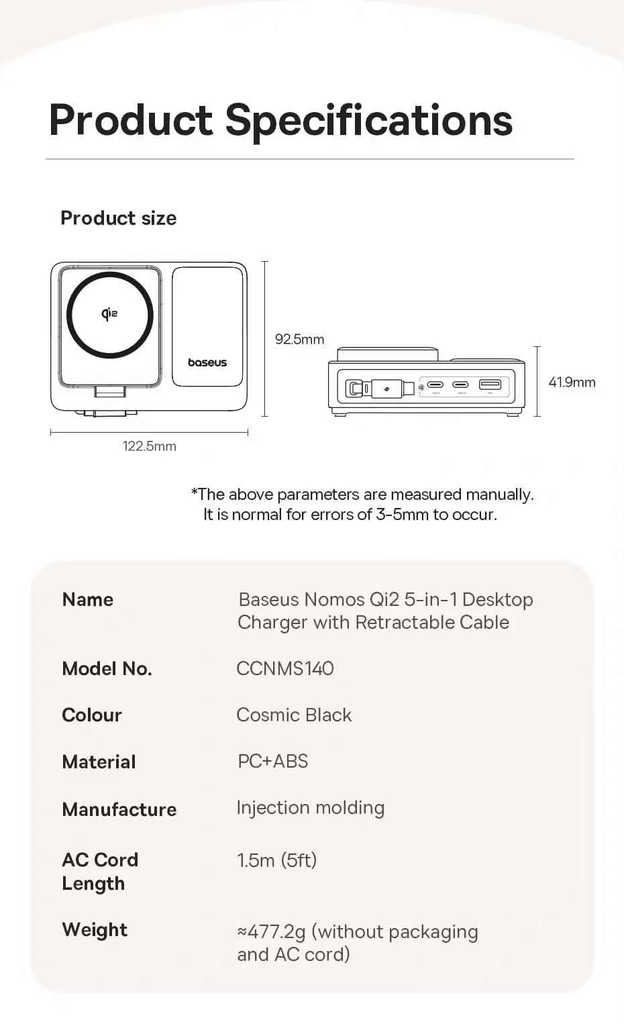 [Order] Trạm sạc Baseus Nomos 140w có Magsafe, dây rút, màn hiển thị - Đợt 2