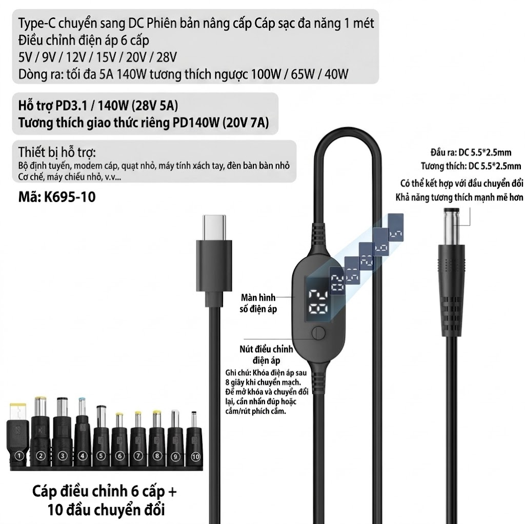 [ Order ] Cable chuyển nguồn C to DC