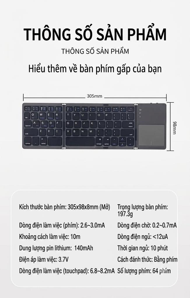 [Order] Bàn phím không dây gấp gọn