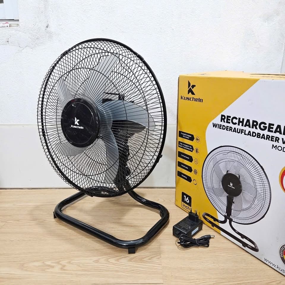 [Instock] Quạt sàn tích điện Kuscheln KRF25-01 , 05 cánh 16inch,  pin 12.000maH (Kho đối tác)