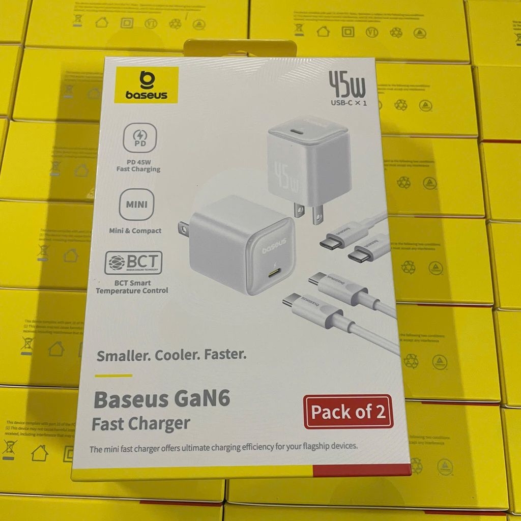 [Instock] Bộ củ + cáp sạc Baseus 45w, công nghệ GAN6 siêu nhỏ gọn (Kho đối tác)