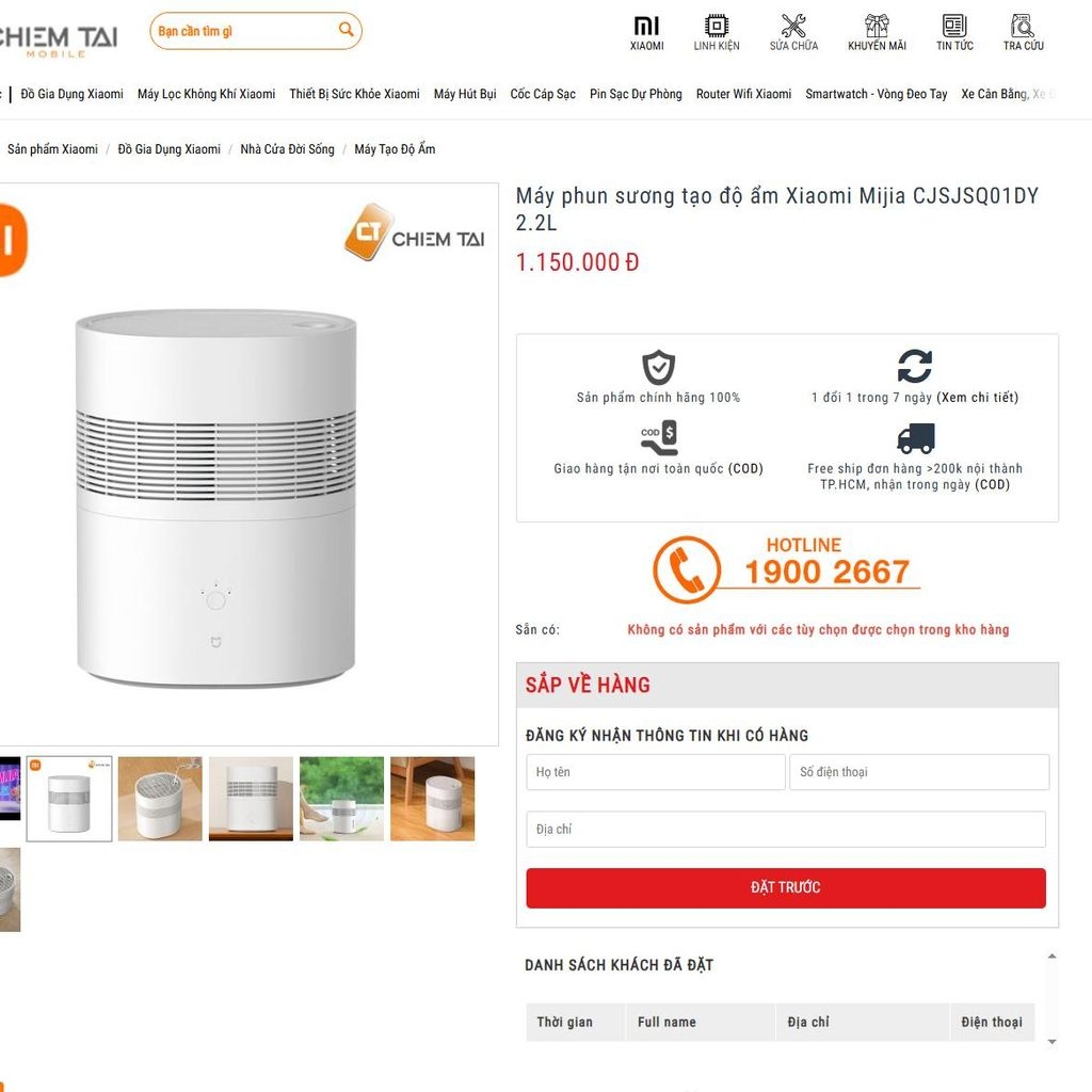 [Instock] MÁY TẠO ĐỘ ẨM MIJIA - XI.AO.MI (Kho đối tác)