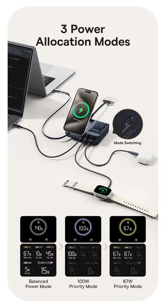 [Order] Trạm sạc Baseus Nomos 140w có Magsafe, dây rút, màn hiển thị - Đã đóng ngày 05/10/2026
