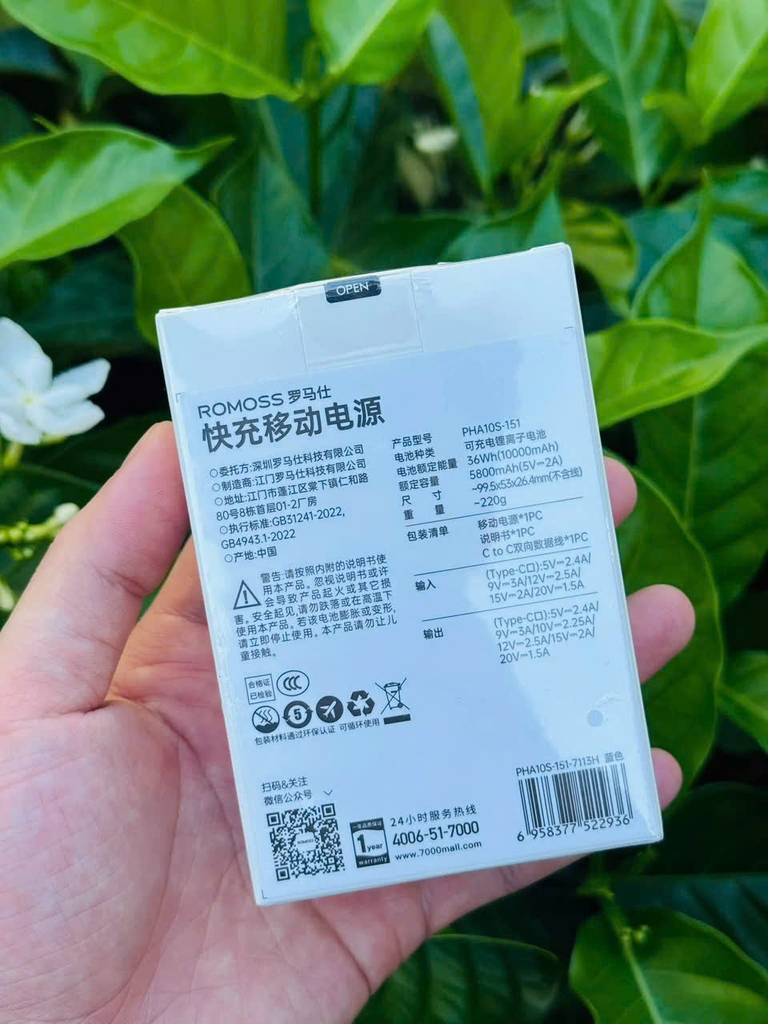 [Sẵn hàng] SẠC DỰ PHÒNG ROMOSS PHA10S 10.000MAH 30W, LÕI 21700 CHỐNG CHÁY NỔ (Kho đối tác)