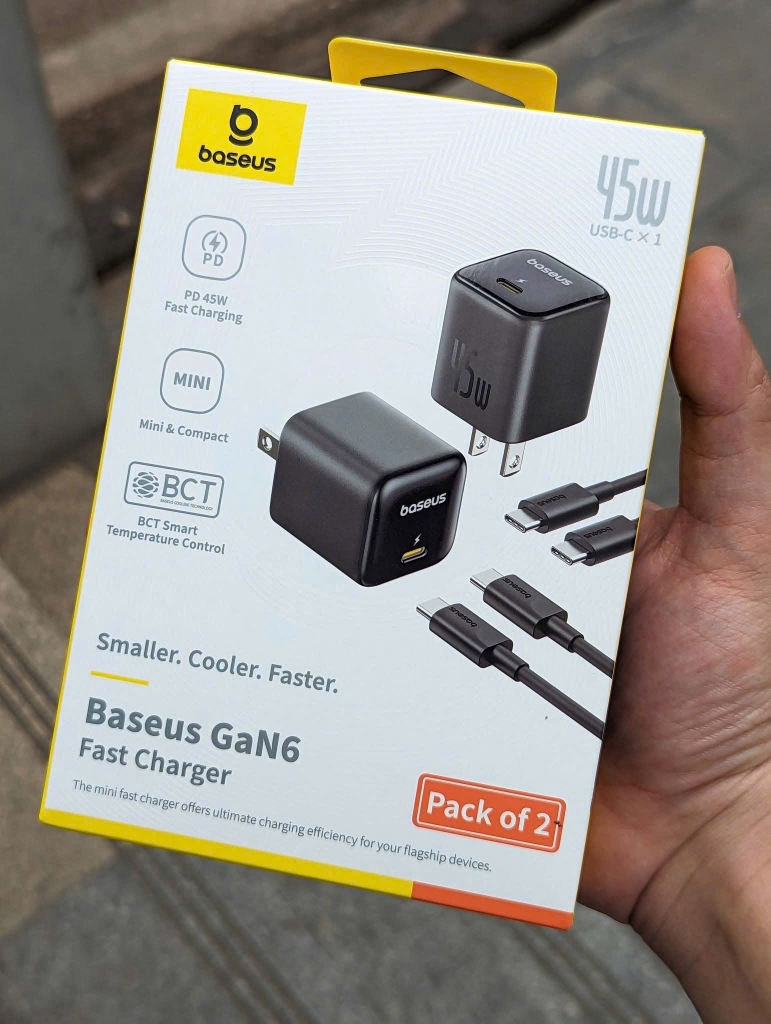[Instock] Bộ củ + cáp sạc Baseus 45w, công nghệ GAN6 siêu nhỏ gọn (Kho đối tác)
