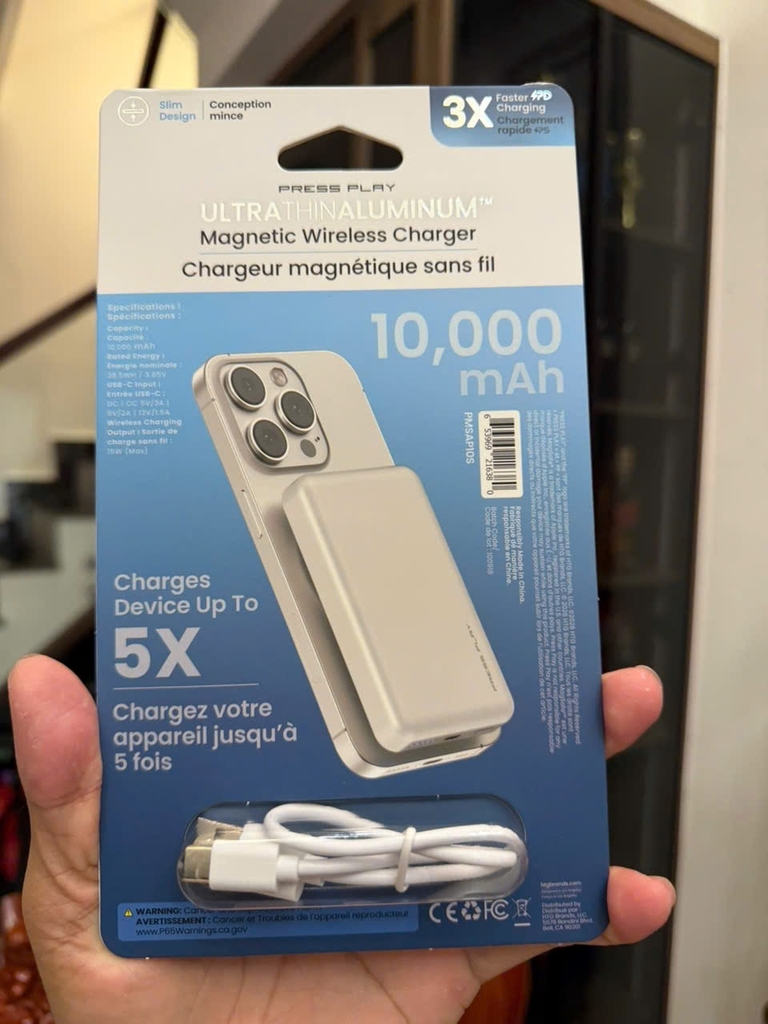 [Instock] Pin dự phòng Press Play 10.000mah, vỏ full nhôm, có Magsafe (Kho đối tác)