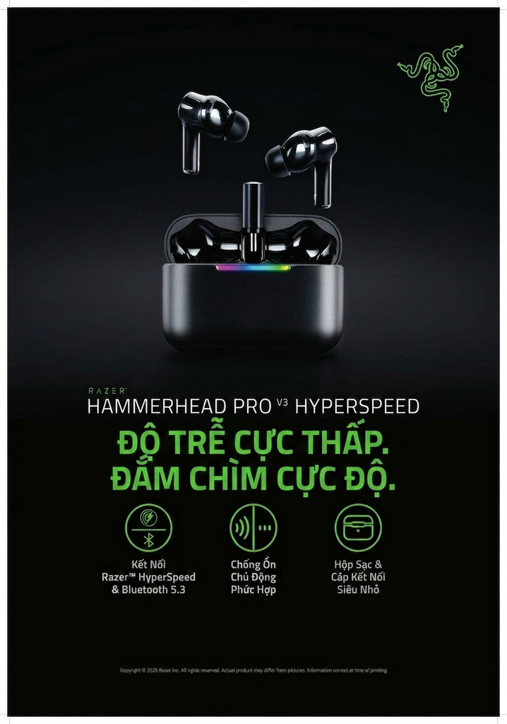 [Order] Tai nghe Razer Hammerhead V3 HyperSpeed