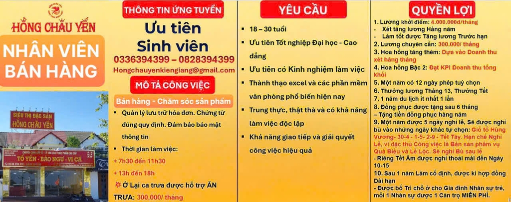 🌟🌟🌟 TUYỂN DỤNG  🌟🌟🌟 NHÂN VIÊN BÁN HÀNG