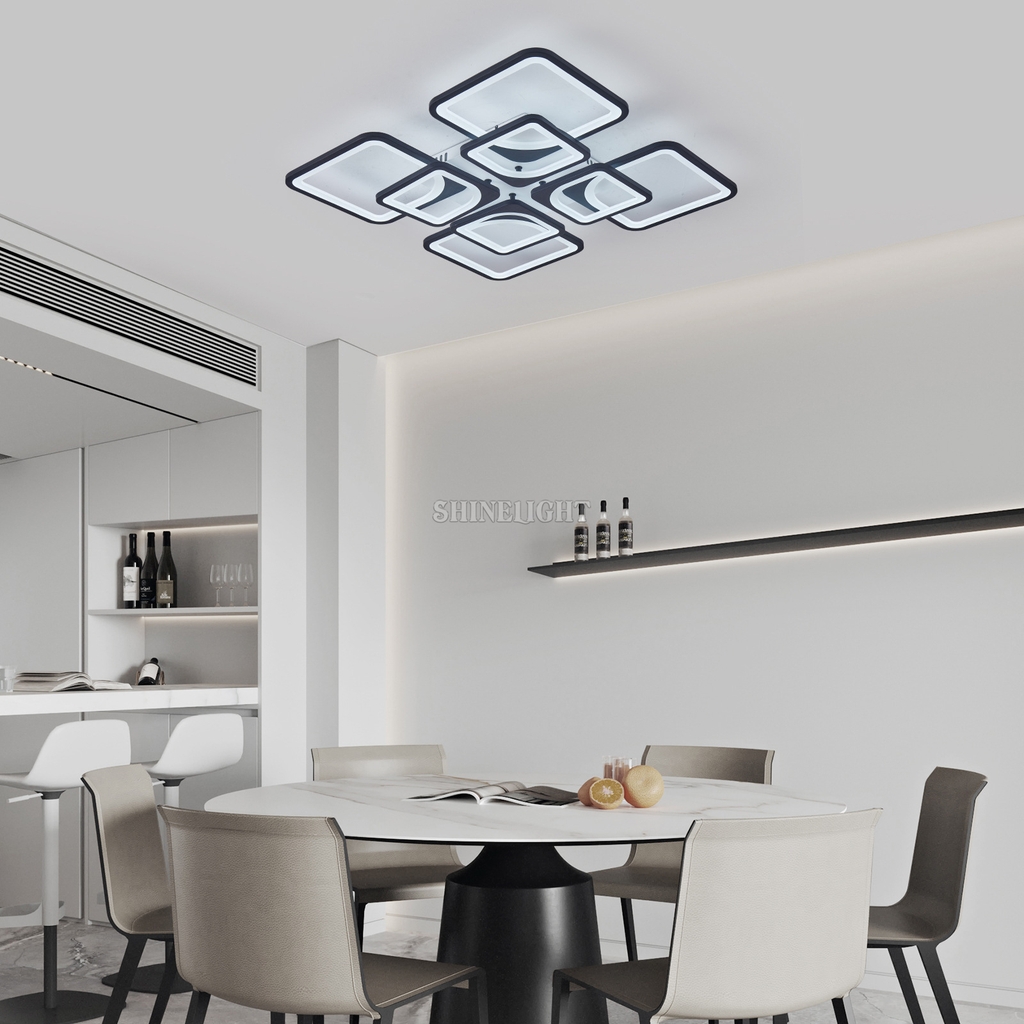 ĐÈN MÂM LED 8 CÁNH VUÔNG THẢ PHA LÊ 600