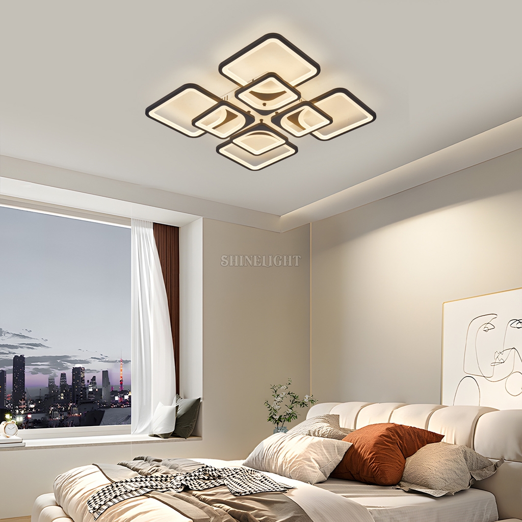 ĐÈN MÂM LED 8 CÁNH VUÔNG THẢ PHA LÊ 600