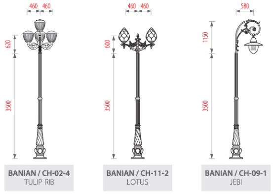 Cột đèn sân vườn Banian