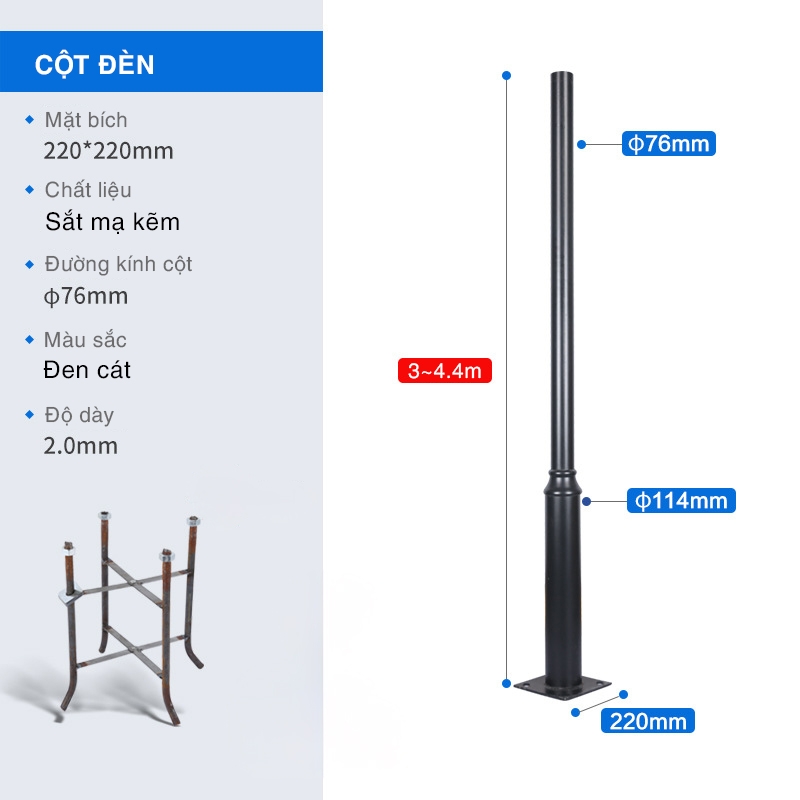 Cột đèn sân vườn năng lượng mặt trời SL-SHAPHIRE