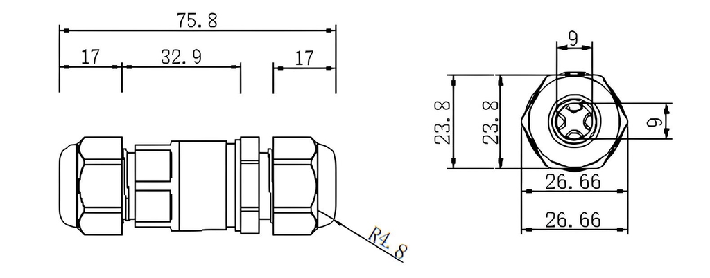 Đầu nối chống nước SL684-A 1 vào 2 ra