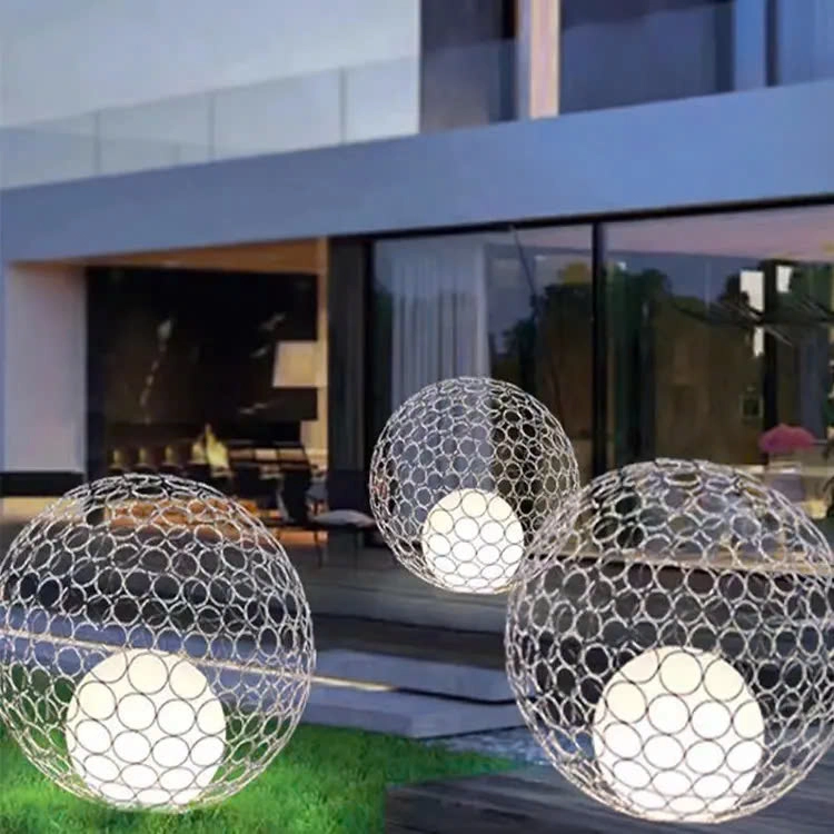 Đèn LED Quả Cầu Hoa Sắt Rỗng Giữa - Bóng Tròn Đôi Đẹp Lạ - Chiếu sáng & trang trí cảnh quan