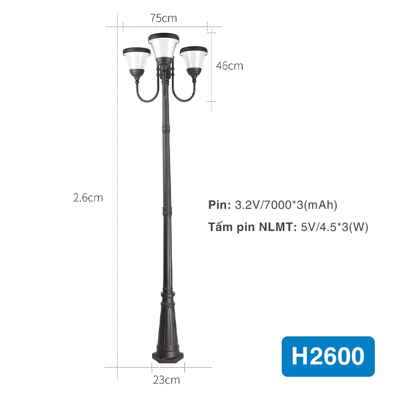 Cột đèn sân vườn năng lượng mặt trời SLGL4006 series