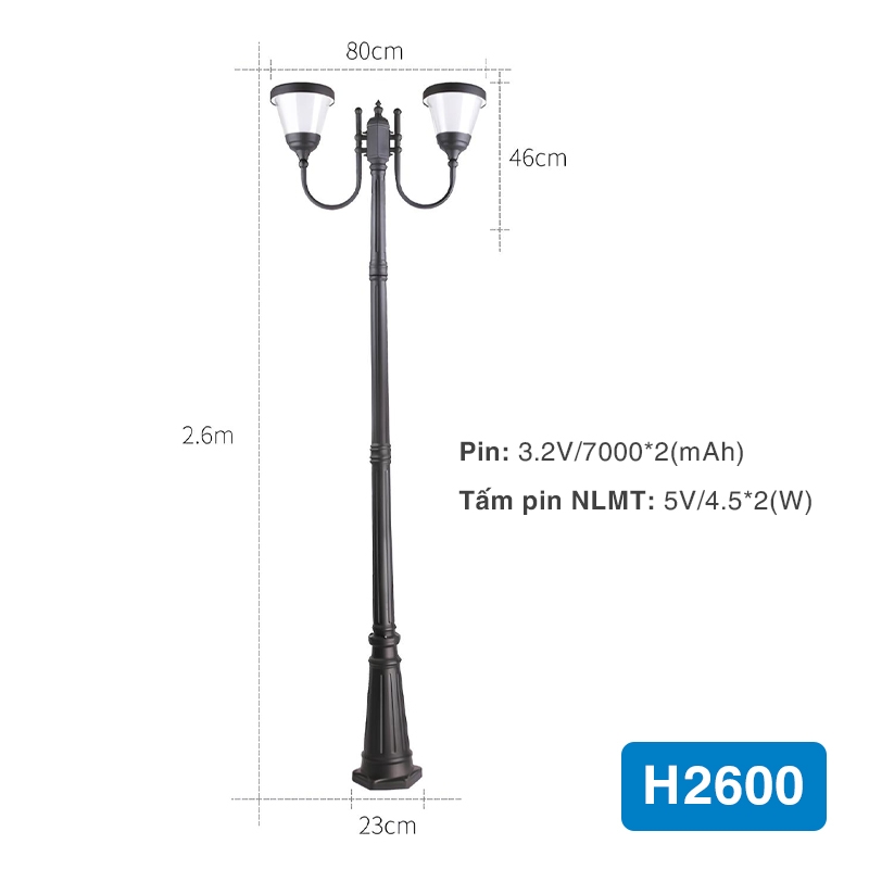 Cột đèn sân vườn năng lượng mặt trời SLGL4006 series