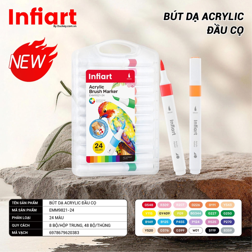 Bút Dạ Acrylic Đầu Cọ Infiart EMM9821