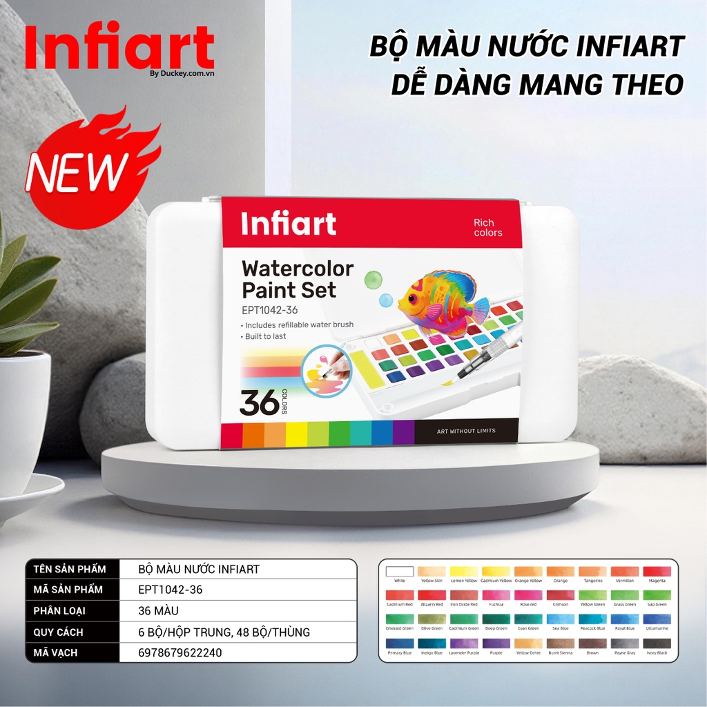 Bộ Màu Nước Infiart - Dễ Dàng Mang Theo EPT1042
