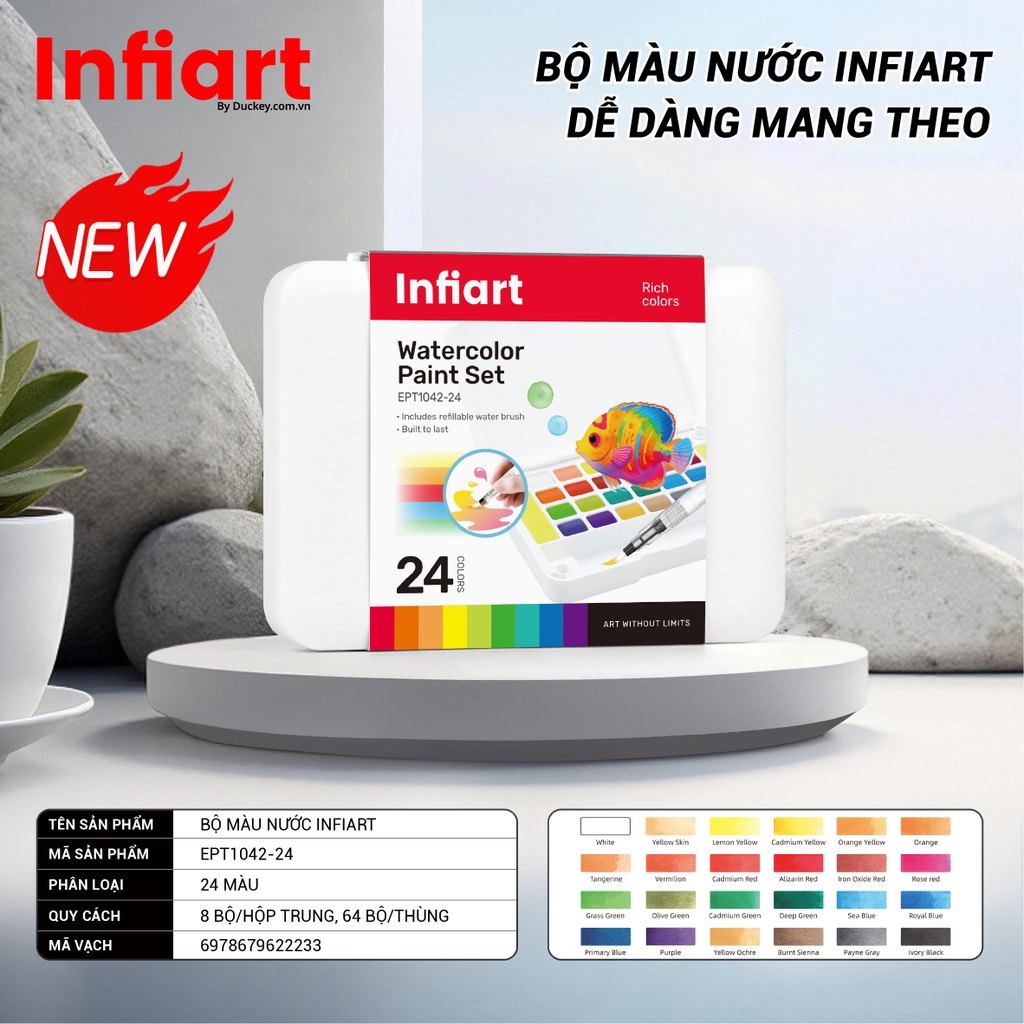 Bộ Màu Nước Infiart - Dễ Dàng Mang Theo EPT1042