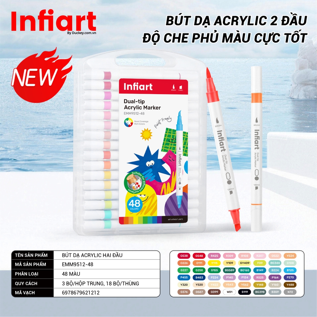 Bút Vẽ Acrylic Infiart 2 Đầu Thế Hệ Mới EMM9512