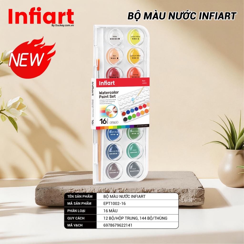 Bộ Màu Nước Infiart Trong Suốt Cao Cấp EPT1002